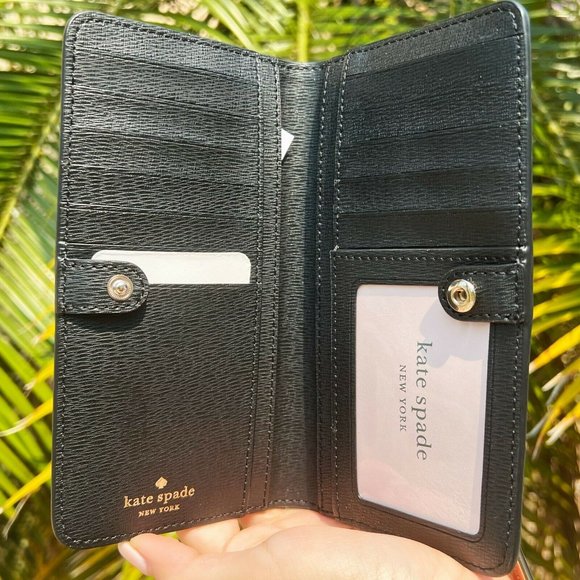 Kate Spade Leather Darcy Large Slim Bifold Wallet Black - Picture 2 of 4